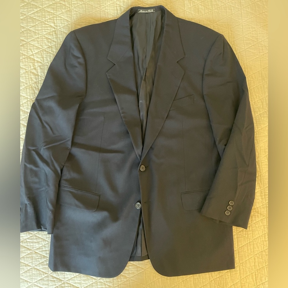VALENTINO UOMO Made in Italy Vintage Notch Lapel Navy Wool Blazer Size 42 R